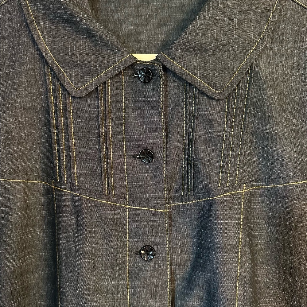 Vintage 1940s 1950s Button Down Denim Vibe Chambray Dress Size Large - Picture 4 of 7